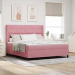 vidaXL Lit à ressorts avec matelas avec LED Rose 180 x 200 cm Velours