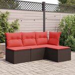 vidaXL Tabouret de jardin avec coussin Marron 55x55x37 cm Résine tressée