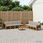 vidaXL Ensemble de canapés d'extérieur 7 Pièces Naturel et gris clair