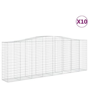 vidaXL Paniers à gabions arqués 10 Pièces 400x50x140/160 cm Fer galvanisé