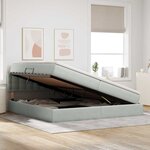 vidaXL Lit de rangement LED avec matelas Gris clair 200 x 200 cm