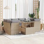 vidaXL Salon de jardin avec coussins 7 Pièces beige résine tressée
