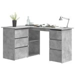 vidaXL Bureau d'angle Gris béton 145x100x76 cm Bois d'ingénierie