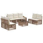 vidaXL Ensemble de canapé de jardin 8 Pièces Beige polyrotin