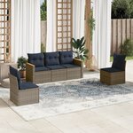 vidaXL Salon de jardin 5 Pièces avec coussins gris résine tressée