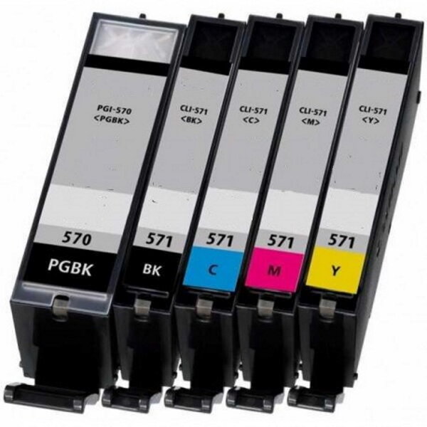 Lot x5 cartouches d'encres pgi-570 - cli-571 set complet pour imprimante canon pixma mg 6851 ts 6052 ts 5053