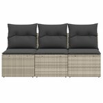 vidaXL Canapé de jardin et coussins 3 places gris clair résine tressée