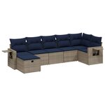 vidaXL Salon de jardin 7 Pièces avec coussins gris résine tressée