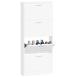 vidaXL Armoire à chaussures Blanc 59x17x150 cm Bois d'ingénierie