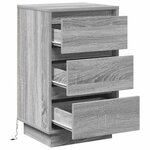 vidaXL Cabinet de chevet avec LED grise Sonoma 39x34.5x65 cm en bois d'ingénierie
