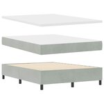 Lit Box Spring vidaXL avec Matelas & Lumière LED Gris clair 160x200 cm Velours