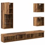 vidaXL Unités murales TV avec LED 5 Pièces Bois Ancien Bois d'ingénierie
