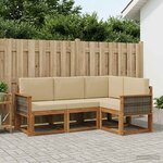 vidaXL Ensemble de canapés d'extérieur 4 Pièces Naturel et Beige