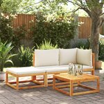 vidaXL Salon de jardin avec coussins 3 Pièces bois massif d'acacia