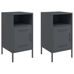 vidaXL Tables de chevet 2 Pièces anthracite 36x39x68 cm acier