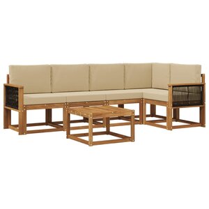 vidaXL Ensemble de canapés d'extérieur 6 pc Naturel et Beige