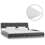 vidaXL Lit avec matelas gris similicuir 180x200 cm