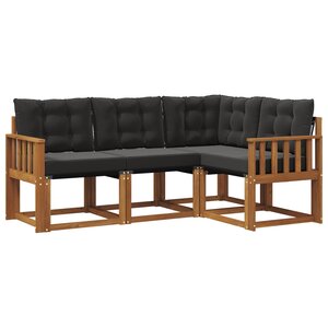 vidaXL Ensemble de canapés d'extérieur 4 pc Naturel et Noir