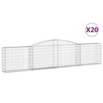 vidaXL Paniers à gabions arqués 20 Pièces 400x30x80/100 cm Fer galvanisé