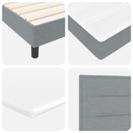 vidaXL Lit à ressorts avec matelas et lumière LED gris clair 90 x 190 cm  tissu