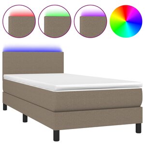 vidaXL Sommier à lattes de lit avec matelas LED Taupe 90x190 cm Tissu