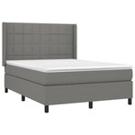 vidaXL Sommier à lattes de lit matelas LED Gris foncé 140x190 cm Tissu