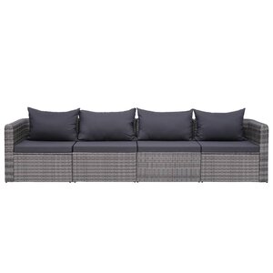 vidaXL Meuble de jardin 4 Pièces avec coussins Gris Résine tressée