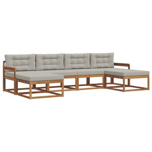 vidaXL Ensemble de canapés d'extérieur 6 pc Gris Naturel et Clair