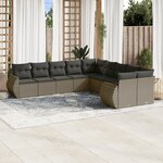 vidaXL Salon de jardin avec coussins 10 Pièces gris clair résine tressée