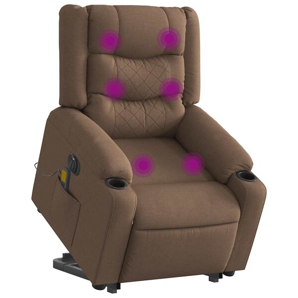 vidaXL Fauteuil inclinable de massage électrique Marron Tissu