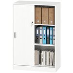 Armoire de bureau 2 portes coulissantes 80 x 40 x 120 cm verrouillable rangement moderne en panneaux de particules blanc 21_0002432