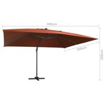 vidaXL Parasol déporté avec lumières LED Terre cuite 400x300 cm