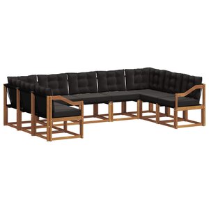 vidaXL Ensemble de canapés d'extérieur 9 pc Naturel et Noir