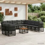 vidaXL Ensemble de canapés d'extérieur 12 pc Noir et Gris foncé