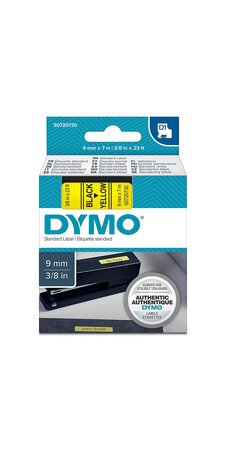DYMO LabelManager cassette ruban D1 9mm x 7m Noir/Jaune (compatible avec les LabelManager et les LabelWriter Duo)