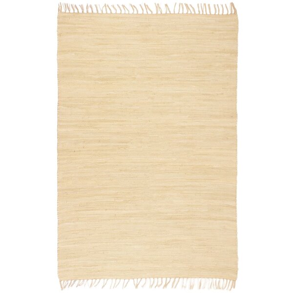 vidaXL Tapis Chindi Coton tissé à la main 200x290 cm Crème