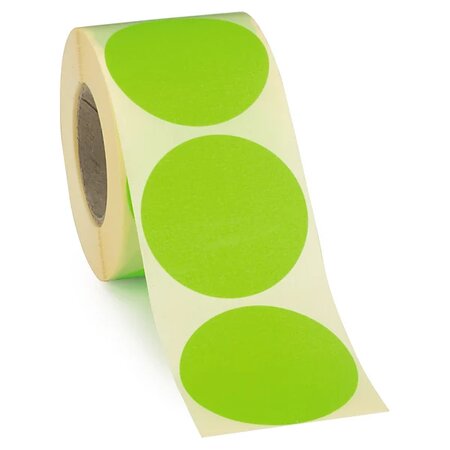 Pastille adhésive permanente fluo vert 30 mm (lot de 500)