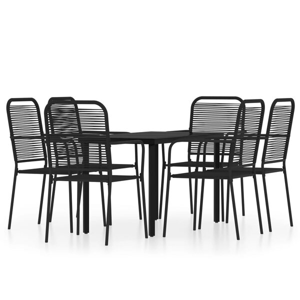 vidaXL Ensemble de salle à manger de jardin 7 Pièces Noir