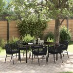 vidaXL Ensemble de salle à manger pour jardin 7 Pièces Noir Poly rotin