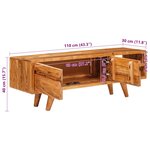 vidaXL Meuble TV Marron 110 x 30 x 40 cm Bois d'Acacia Massif