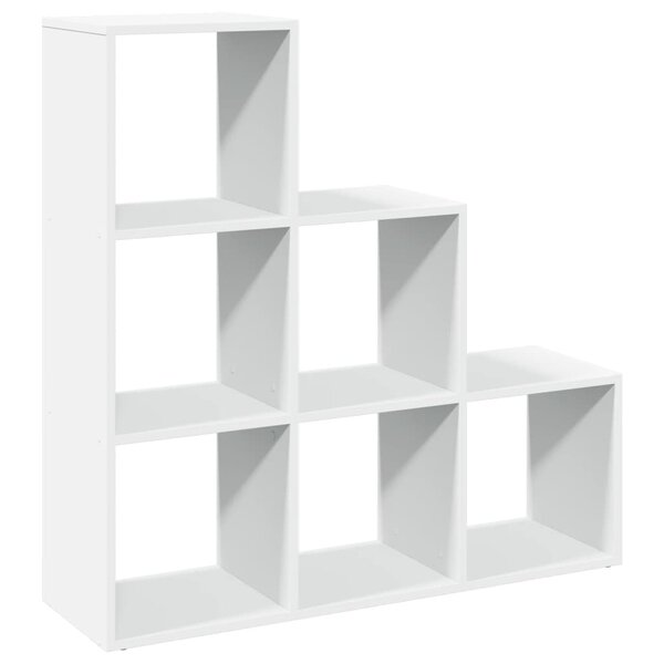 vidaXL Bibliothèque séparateur de pièce à 3 niveaux Blanc 99 x 29 x 99 cm Bois d'ingénierie