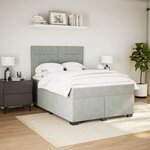 vidaXL Sommier à lattes de lit et matelas Gris clair 140x190cm Velours