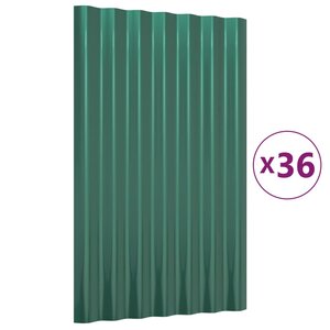 vidaXL Panneaux de toit 36 Pièces Acier enduit de poudre Vert 60x36 cm