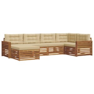 vidaXL Ensemble de canapés d'extérieur 6 Pièces Naturel et Beige