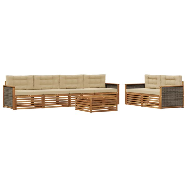 vidaXL Ensemble de canapés d'extérieur 7 pc Naturel et Beige