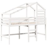 vidaXL Lit superposé et échelle et toit blanc 80x200cm bois pin massif