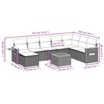 vidaXL Salon de jardin 9 Pièces avec coussins gris résine tressée
