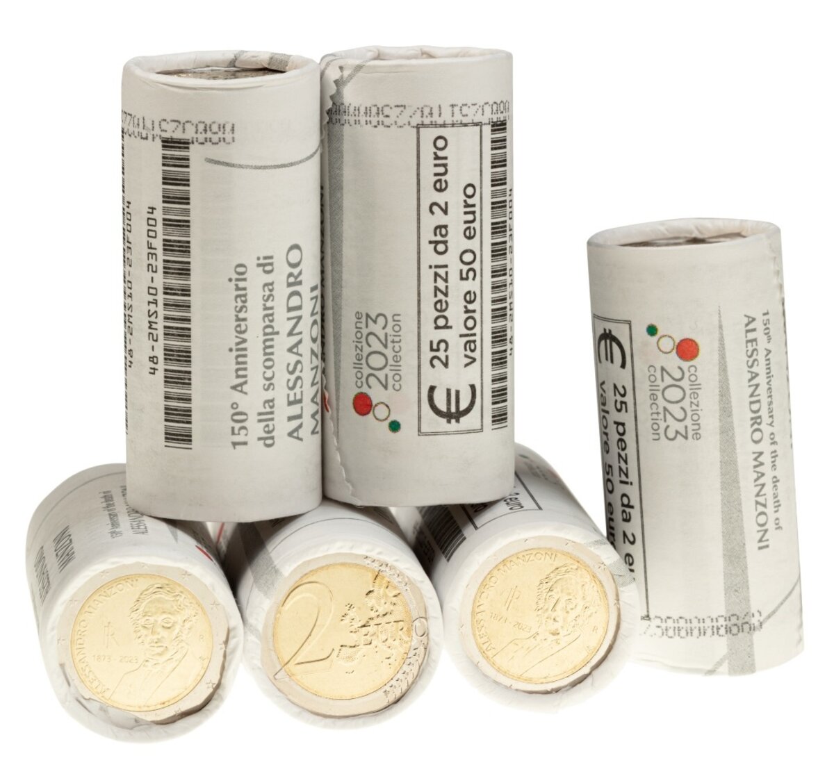 Rouleau de 25 pièces de monnaie de 2 euro commémorative Italie 2023