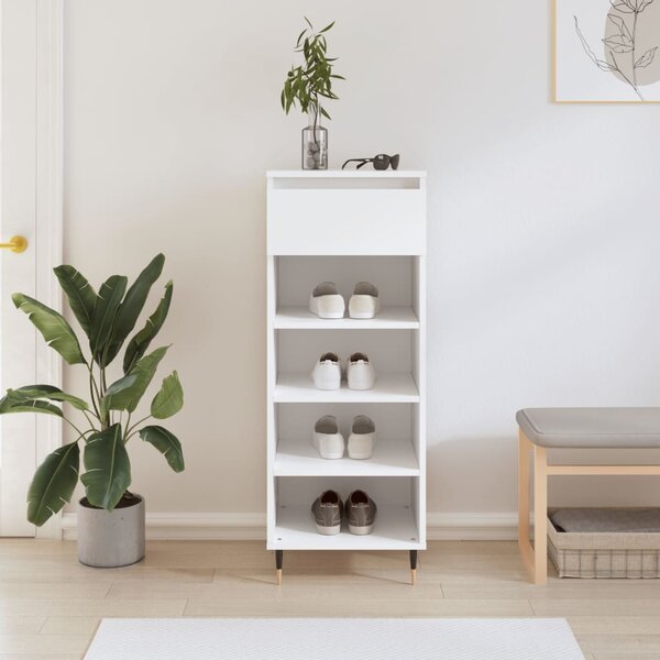 Armoire à Chaussures Noire 40x36x105 Cm – Bois D’ingénierie, Rangement Pas Cher
