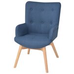 vidaXL Fauteuil avec repose-pied Bleu Tissu